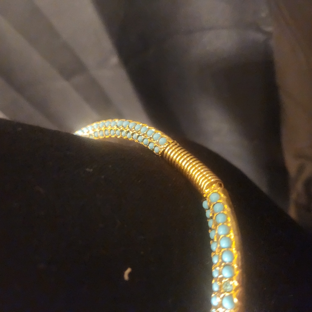 Unique snake design gold and turquoise embellished necklace - Picture 11 of 11